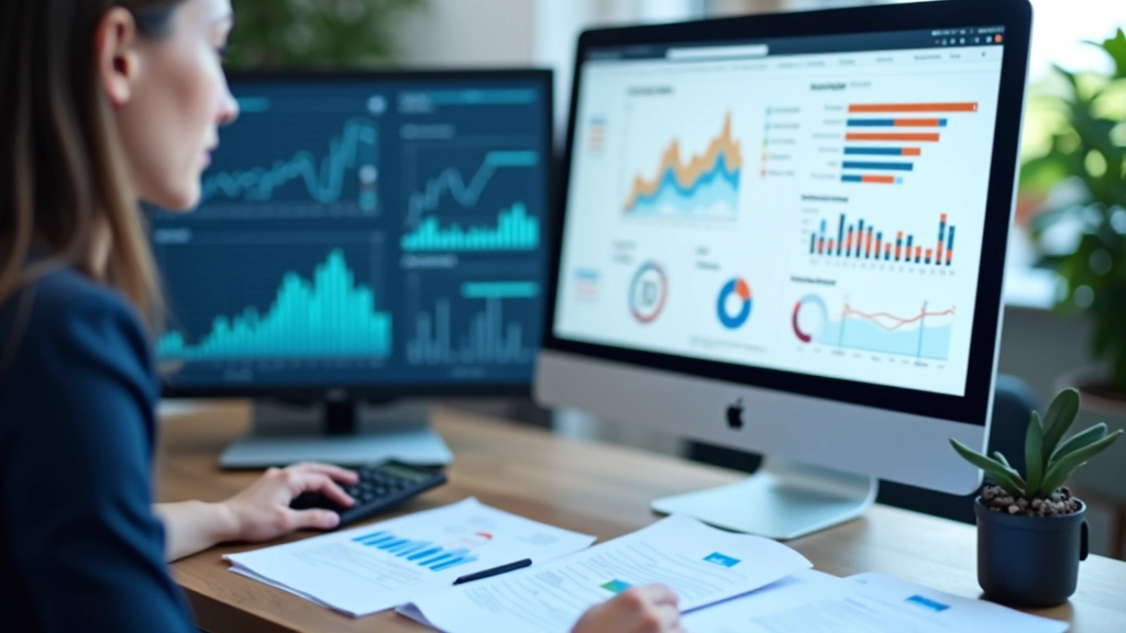 Datový sled se statistikami webových metrík a výkonem, monitor zobrazuje graf s animovanými prvky