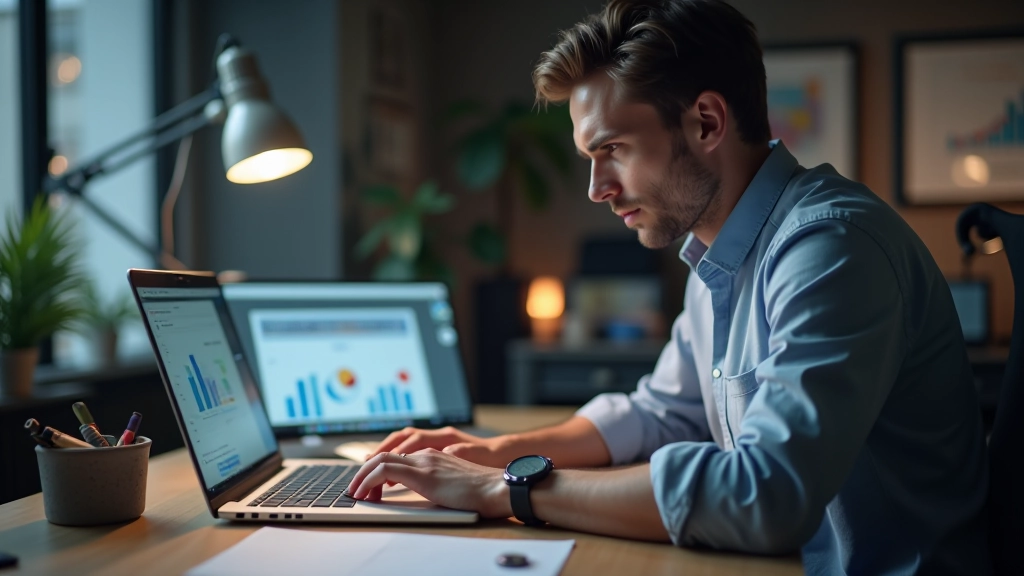 Designer na laptopu s grafy animačních křivek na monitoru