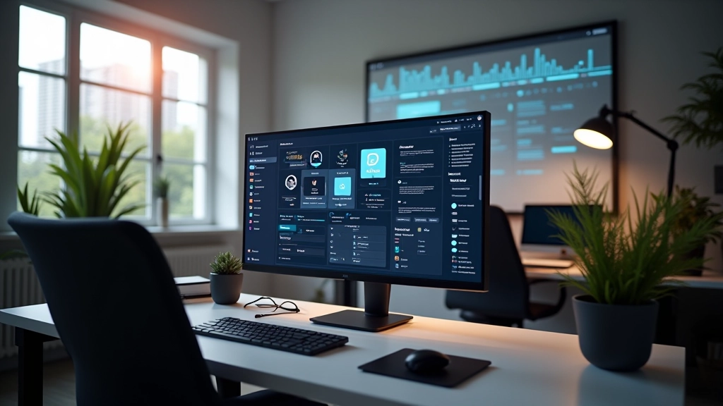 Moderní studio s počítači a návrhy animací na obrazovkách